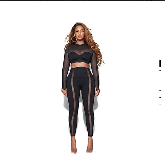 IVY PARK ADIDAS - 🐝BLACK MESH CROP TOP & MESH PANEL LEGGINGS- SIZE LARGE